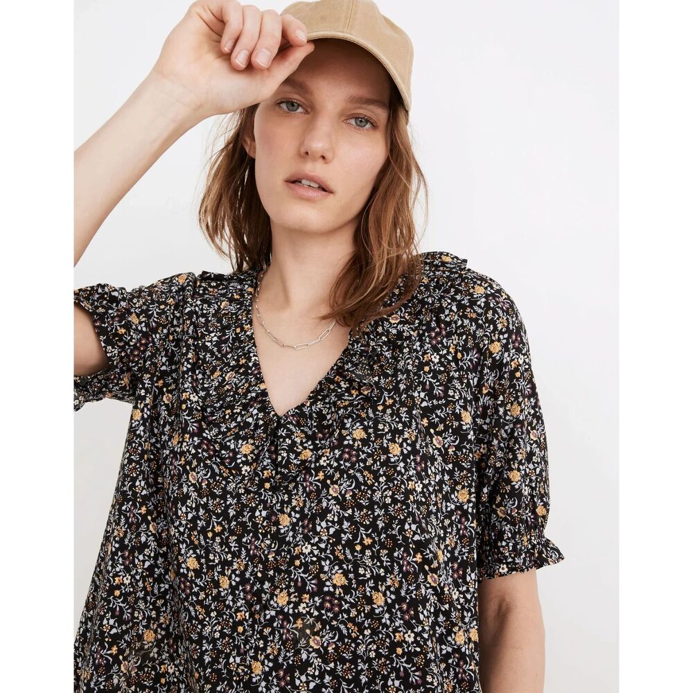 Madewell Ruffle Button-Front Trapeze Dress in Folkmagic Floral - Picture 7 of 8